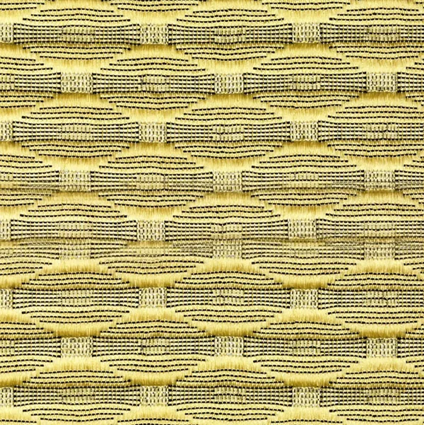 Close-up of textured woven fabric in yellow and gray tones.