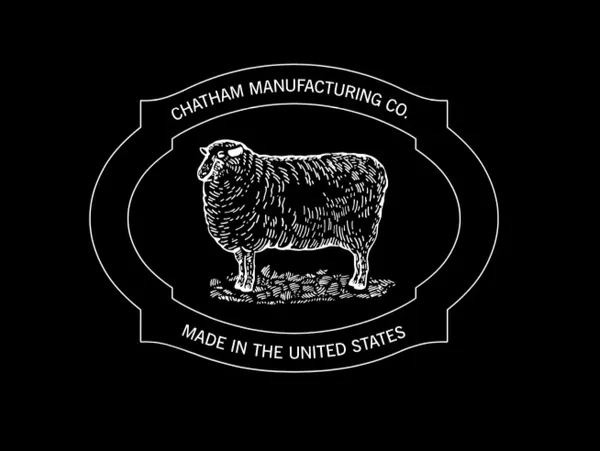 Vintage logo featuring a sheep and manufacturing details.