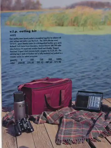 Fishing gear and a tablet by a lakeside picnic setup.