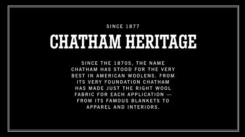 Vintage-style logo emphasizing Chatham Heritage since 1877.